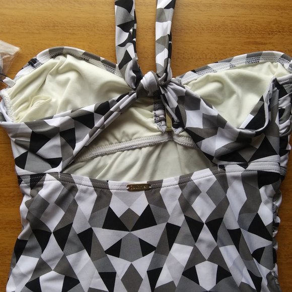 Calvin Klein NWT black white gray swimsuit size 4 - Picture 7 of 13